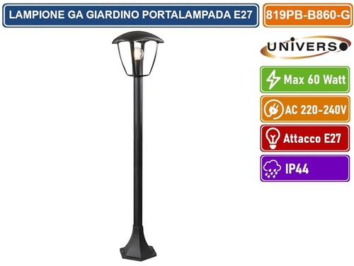 Lampione portalampada nero per - nero,